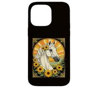 Cheval de Race et Fleurs Susan aux Yeux Noirs Coque pour iPhone 14 Pro Max