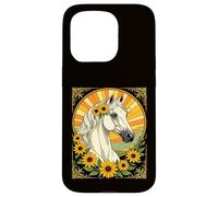 Cheval de Race et Fleurs Susan aux Yeux Noirs Coque pour iPhone 15 Pro