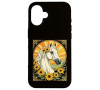 Cheval de Race et Fleurs Susan aux Yeux Noirs Coque pour iPhone 16