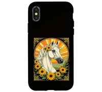 Cheval de Race et Fleurs Susan aux Yeux Noirs Coque pour iPhone X/XS