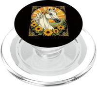 Cheval de Race et Fleurs Susan aux Yeux Noirs PopSockets PopGrip pour MagSafe