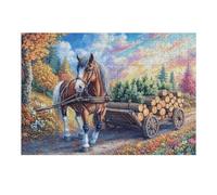 Cheval de Trait tirant Une charrette de Bois Puzzle 300 Pièces pour Adultes Art Moderne Educa Jeu De Réflexion Famille Relaxation Assemblage Amusant Cadeau De Fête 300 PCS