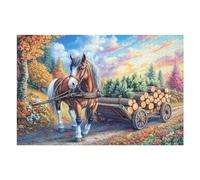 Cheval de Trait tirant Une charrette de Bois Puzzles 1000 Pièces pour Adultes Educa Qualité Supérieure Challenge Difficile Détente Créative Décoration Salon 1000 PCS