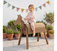 roba Cheval d’extérieur en bois massif - Cheval en bois résistant aux intempéries pour le jardin - Cheval de voltige pour monter, grimper et faire de la gymnastique - En bois durable - Lasuré teck