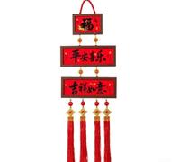 Cheval décoratif en bois massif pour le Nouvel An, décoration à suspendre avec bénédictions pour les fêtes du printemps