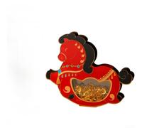 Cheval décoratif en bois pour fête du Nouvel An chinois avec motif symbolique et base adaptée au bureau (B)