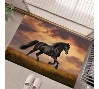Cheval des Prairies Paillasson Interieur Entree 60 X 90 Cm Tapis Antidérapant Absorbant Tapis D'Entrée Intérieur Chien pour Entrée, Porte Couloir, Brun Foncé Animaux Réalistes
