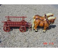Cheval design avec chariot Figure Jardin Statue Figure Sculptures Déco Nouveau