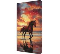 Cheval Diamond Painting Adulte, 5D Diamond Painting Coucher De Soleil Kit Broderie Diamant Complet Kit 60x120CM Peinture Diamant Adulte DIY Point de Croix Cristal Art pour Decoration Murale Y6-1002