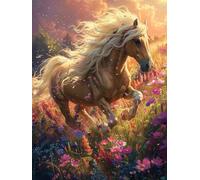Cheval Diamond Painting Adulte Animal Diamond Painting, 5D DIY Diamant Art Set, Loisirs Créatifs Adultes Kit, Cristal Art Point de Croix Kit Peinture, Cheerful Painting Enfant, Cadeau Femme -TL94I5