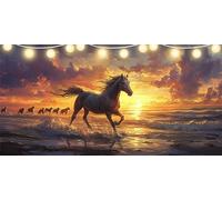 Cheval Diamond Painting Adulte Coucher de Soleil Diamond Painting 90x180cm, 5D DIY Peinture Diamant Adulte, Strass Cristal Peinture Paintings par Numéros Kit pour Décoration Femmes Chambre FD-3999