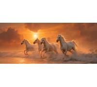 Cheval Diamond Painting Adulte, Diamond Painting Coucher De Soleil Peinture Diamant 5D DIY Broderie Diamant Point de Croix Cristal Strass Loisirs Créatifs Adultes, Decoration Maison 50x100cm -ym6033B