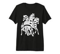 Cheval Drapeau Américain Silhouette Vintage Blanc T-Shirt Haut de Gamme