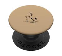 Cheval du désert de l'Arizona et Cactus Saguaro - Beige PopSockets PopGrip Adhésif