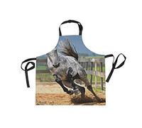 Cheval En Cours D'Exécution Art Animalier Tablier Peinture de Cuisine Tabliers de Bavette pour Serveuse La Cuisson Des Hommes Enfant en Avec Sangle Réglable pour Le Cou et 2 Poches