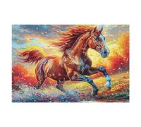Cheval en course 1000 Pieces Casse tête Expert Confirmé En Carton Haute Densité Épais Ménagerie radieuse et fantaisiste Très Difficile Anti Stress Loisir Créatif Cadeau Fête Des Pères Premium 1000 PCS