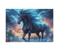 Cheval en Course 300 Pièces Puzzle Débutant en Carton sans Déformation Bêtes fantastiques Facile Apprentissage Anti Stress Passe Temps Idée Cadeau Saint Valentin Premium 300 PCS