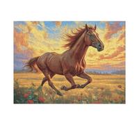 Cheval en Course 500 Pieces Casse tête Famille en Carton sans Déformation Haute Qualité Bêtes fantastiques Difficulté Moyenne Activité Familiale Anti Stress Cadeau 500 PCS