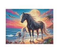 Cheval en Course 500 Pièces Puzzle Créatif en Carton Rigide sans Déformation Faune Sauvage Difficulté Moyenne Activité Manuelle Loisir Créatif Cadeau Créatif Anniversaire 500 PCS