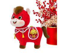 Cheval en peluche - 20 cm - avec design chinois, animaux doux en peluche - Pour adultes, garçons, filles, Nouvel An chinois, fêtes d'anniversaire, cadeaux de canapé, décoration pour la maison