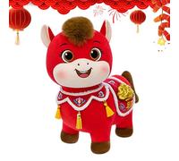 Cheval en Peluche | Adorable de 20 cm avec Design Chinois - Animaux Doux en Peluche - pour Adultes, garçons, Nouvel an Chinois, fêtes d'anniversaire, décoration de la Maison et