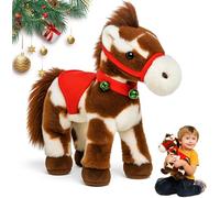 Cheval en Peluche électrique à Pois, Poney de Marche interactif avec Son, tête et Queue Qui remue, Adorable Peluche Douce avec Clochette pour Cadeaux d'anniversaire de Noël