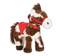 Cheval en Peluche électrique à Pois, Poney interactif à Pois Marron et Blanc, Jolie Selle Rouge avec Une Cloche Verte, Cheval en Peluche électrique Chantant pour garçons et Filles à partir de 3 Ans