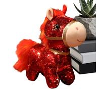 Cheval en Peluche Jouet | 15 cm Poupées en Peluche avec Paillettes, Embrassables,2026 Année du Cheval Animal - pour Nouvel an Chinois Garçons Filles Maison Salon Chambre des