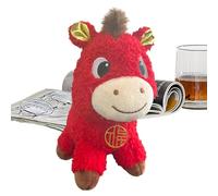 Cheval en Peluche, Jouet en Peluche Rouge Doux pour Le Nouvel an, années avec poupées Mascotte, Accessoires de Maison pour canapé, Table de Chevet, crèche, canapé, Bureau,