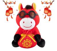 Cheval en peluche - Jouet mascotte de 14 pouces | animale en velours - Coussin doux festif en coton peluche pour la Fête du Printemps, crée une atmosphère culturelle chaleureuse lorsqu'il est p