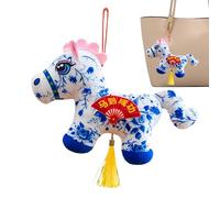 Cheval En Peluche - Pendentif Peluche Chinoise - Tissu Imprimé Folklorique Signification Auspicieuse Cheval Du Nouvel An Lunaire,Pour Anniversaire Femmes Hommes Famille Petite Amie Fille Sac À Main Fo