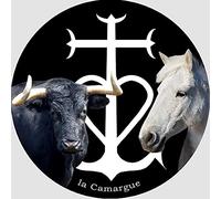Cheval et Taureau Camarguais - 15cm - Autocollant(sticker)