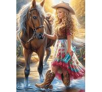 Cheval et une jeune fille dans une scène de cascade magique 500 Pieces Casse-tête Amateur D'Art En Carton Épais Sans Déformation faune et flore Difficile Expert Décoration Murale Idée Cadeau Anniversa