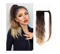 Cheval Extension 16 Inches Long Wave Ponytail Extension Magic Paste Hair Wig Blonde Heat Resistant Synthetic Wrap Around Clip in Hairpieces(NMW006-4)
