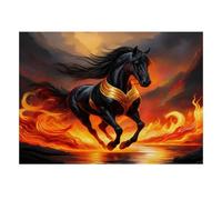 Cheval Feu Coucher 1000pcs Mini Puzzle Pour Famille Difficile | 38x26cm Carton Décor Salon Structure Durable Cadeau Anniversaire Soulagement Anxiété