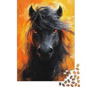 Cheval Feu Portrait 1000 Pièces Mini Puzzle pour Adultes Jeu De Défi
