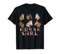 Cheval, Fille, Amateur de Chevaux, bel Animal Floral T-Shirt