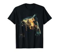 Cheval Forêt Portrait Animal Lover Illustration Motif Cheval T-Shirt