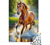 Cheval Galopant Casse-tête Éclat de Rivière 1000 Pièces Papier Recyclé pour Adultes - Jeu Éducatif Anti-Stress, Cadeau Célébration 70x50cm/1000pcs