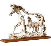Cheval galopant debout - Statue en résine pour la maison - Statue de cheval décoration de table avec socle en bois - Statue de cheval élégante comme décoration pour le salon, le bureau - Décoration de
