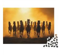 Cheval galopant Puzzles 1000 Pieces Cadeau Unique Sauvage du crépuscule Jeu Éducatif Défi Jouet À De Qualité Supérieure Peinture Art pour Adultes Enfants 1000pcs (75x50cm)