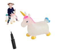 Cheval Gonflable Gonflable avec Pompe, Jouet Durable, Sûr, Amusant, Cadeau pour Enfants, Garçons et Filles, Anniversaire, Noël, PVC Transparent, 58 X 28 X 55 Cm, 1300 G (Verte)