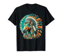 Cheval indien indien plumes amérindiennes T-Shirt