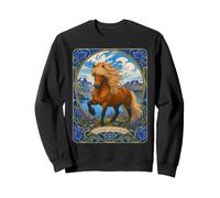 Cheval islandais Art Nouveau Paysage islandais Sweatshirt