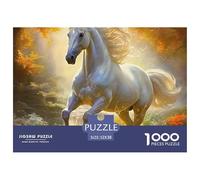 Cheval Jeu de 1000pcs pour Adultes Cheval Blanc dans Un décor Flamboyant Activité stimulante et divertissante à la Maison 52x38 cm/1000pcs