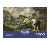 Cheval Jigsaw Puzzle Jeu De Décompression 1000 Pièces Green Field Montre Puzzle Art Déco Idées Cadeaux pour Adultes Et Enfants À Partir De 12 Ans 38x26cm/1000pcs