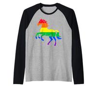 Cheval LGBTQ Pride Flag Rainbow Trans Graphic Riding #25D9 Manche Raglan