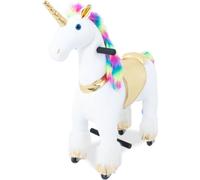 Cheval licorne mécanique à roulettes - Petit - jusqu'à 6 ans - Cheval d'équitation à roulettes - Arc-en-ciel