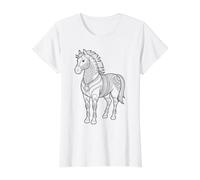 Cheval Mandala à Peindre soi-même T-Shirt Graphique avec Valeur, Femme, Blanc, S