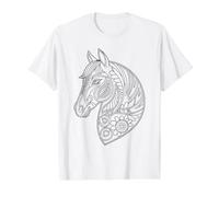 Cheval Mandala à Peindre soi-même T-Shirt Graphique avec Valeur, Homme, Blanc, L